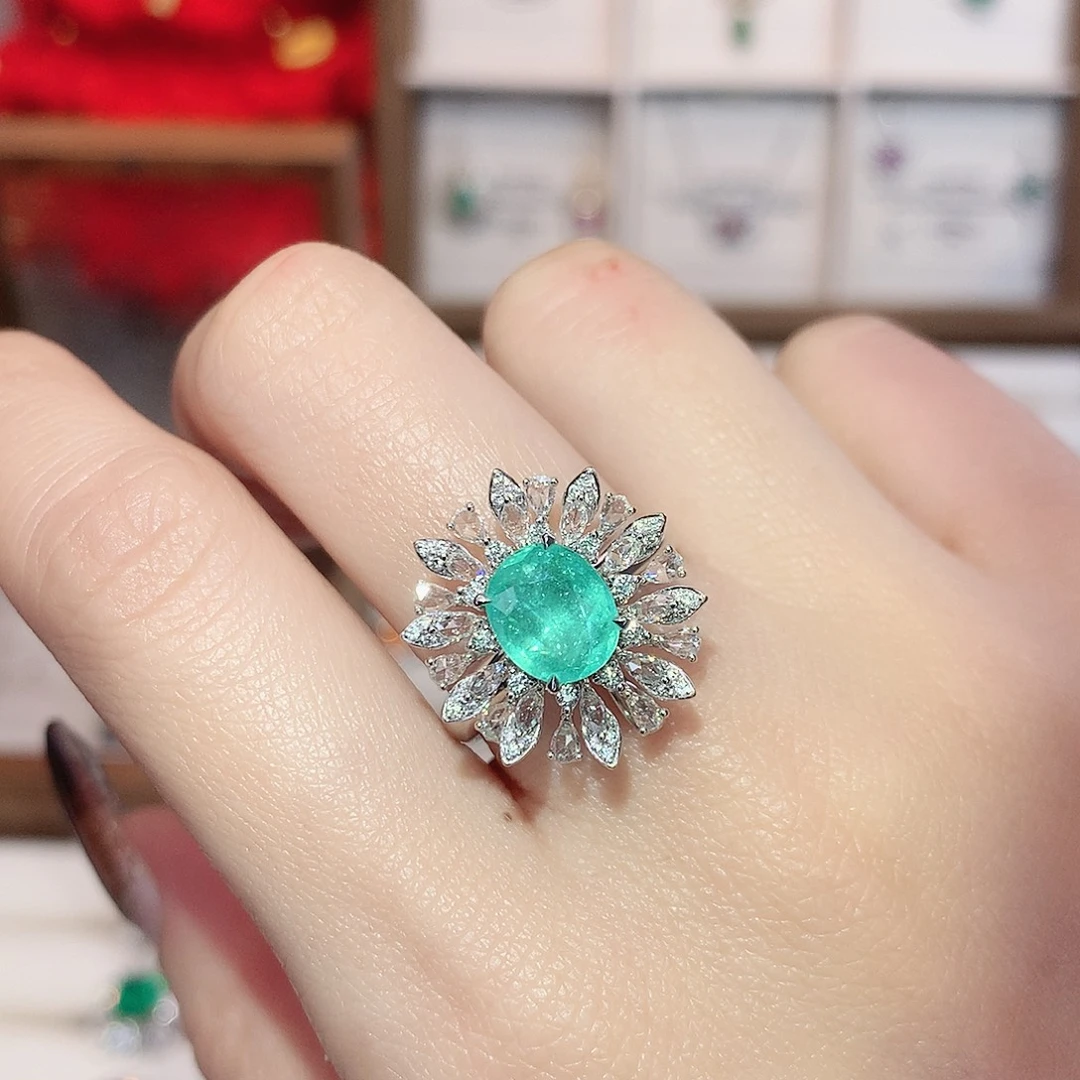 18K金镶嵌帕拉依巴碧玺戒指1.64ct/天然宝石/七天无理由