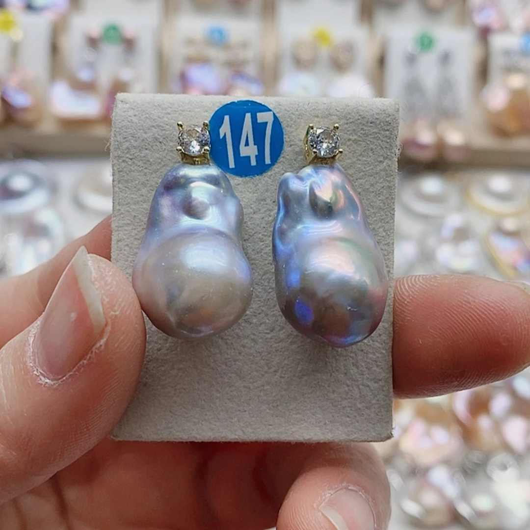 【闪购商品】淡水珍珠耳饰银S925镶嵌A**丹