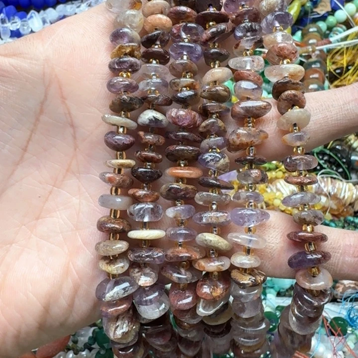 合金玛瑙/玉髓珠宝半成品一条8-10mm紫幽灵