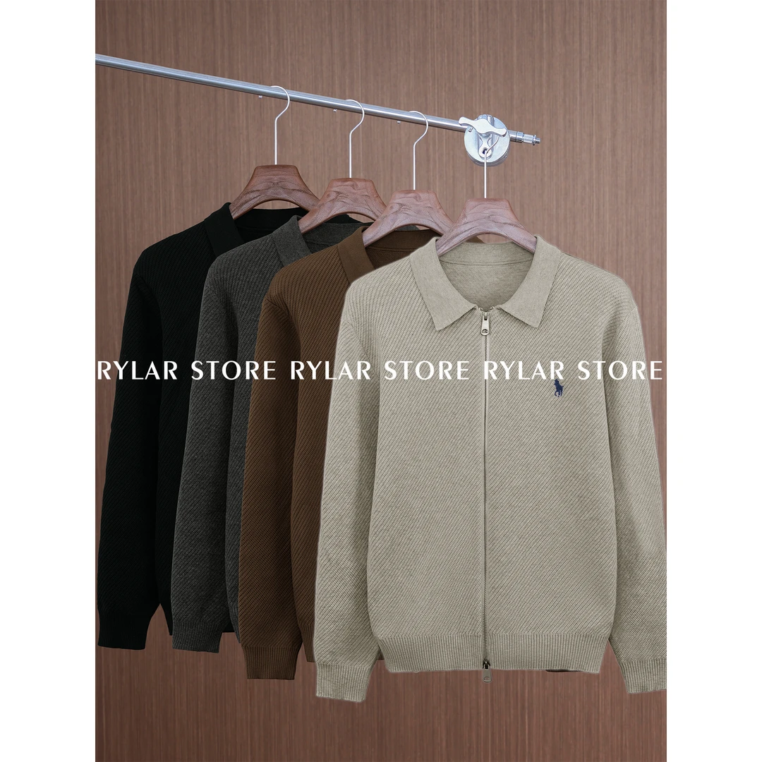 『Rylar』秋季男士高奢小马刺绣针织拉链开衫百搭休闲外穿上衣