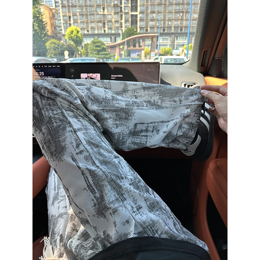 美式扎染休闲裤子男款夏季高街vibe直筒长裤阔腿宽松显瘦运动长裤