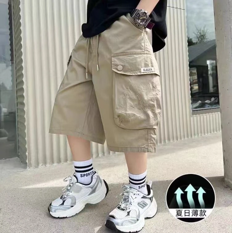 夏日男童短裤2025新款中大童儿童夏季工装裤洋气时髦男孩五分裤潮