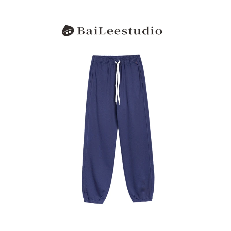 【柏栗良品】春季流行纯色抽绳束脚休闲裤250105