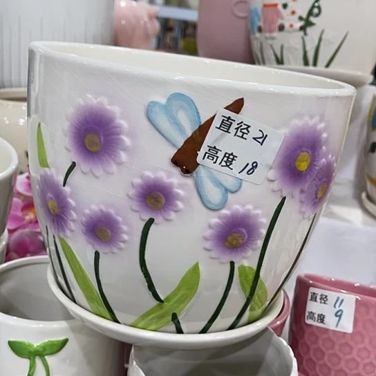 多肉绿植陶瓷花盆9.9包邮，有孔