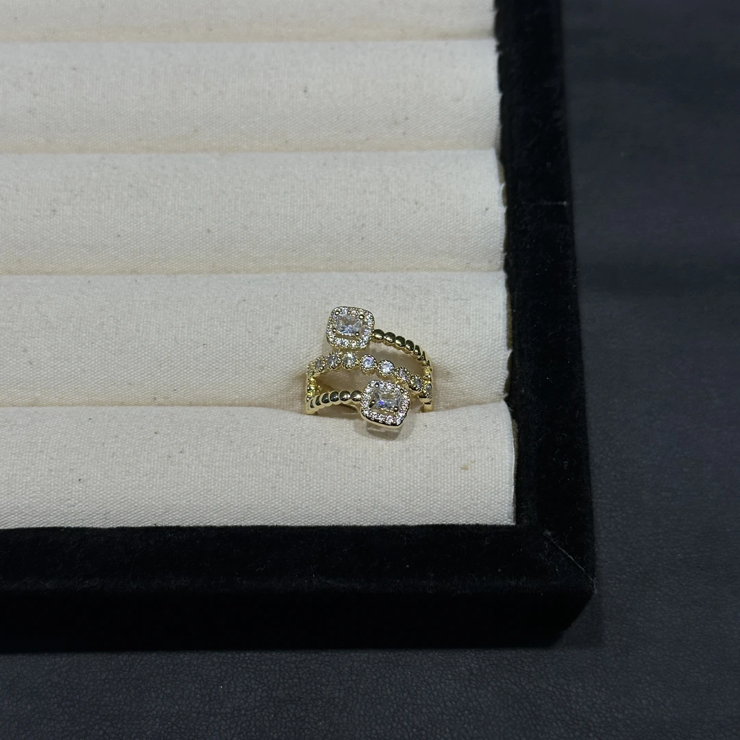 钛钢锆石戒指 GULUM 522 满钻闪闪发光的可调节戒指镶钻镶嵌轻奢