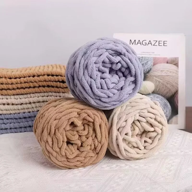 100g冰条线7mm粗毛线团钩针拖鞋玩偶围巾雪尼尔团线手编外贸毛线