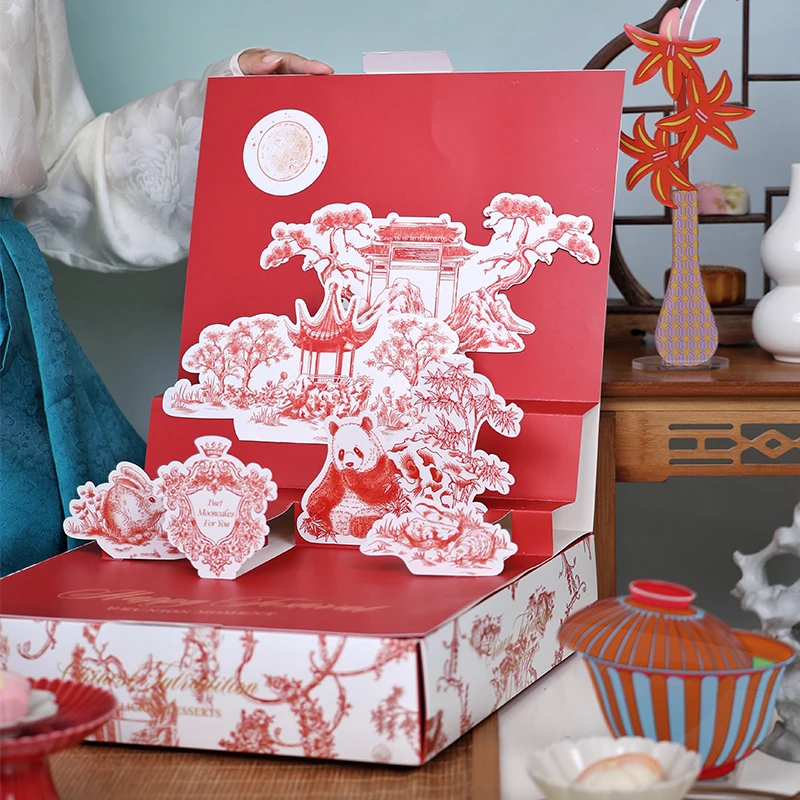 中秋月饼盒包装盒子6粒8粒装创意国风商务高档礼盒复古手提空盒