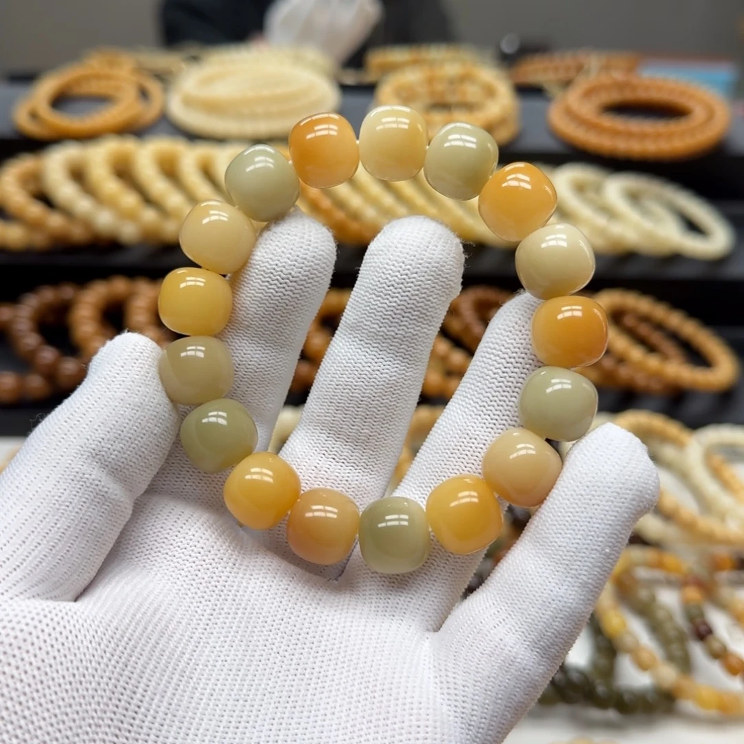 菩提根/象牙果手串13×14 5年 花皮多宝 鬼工