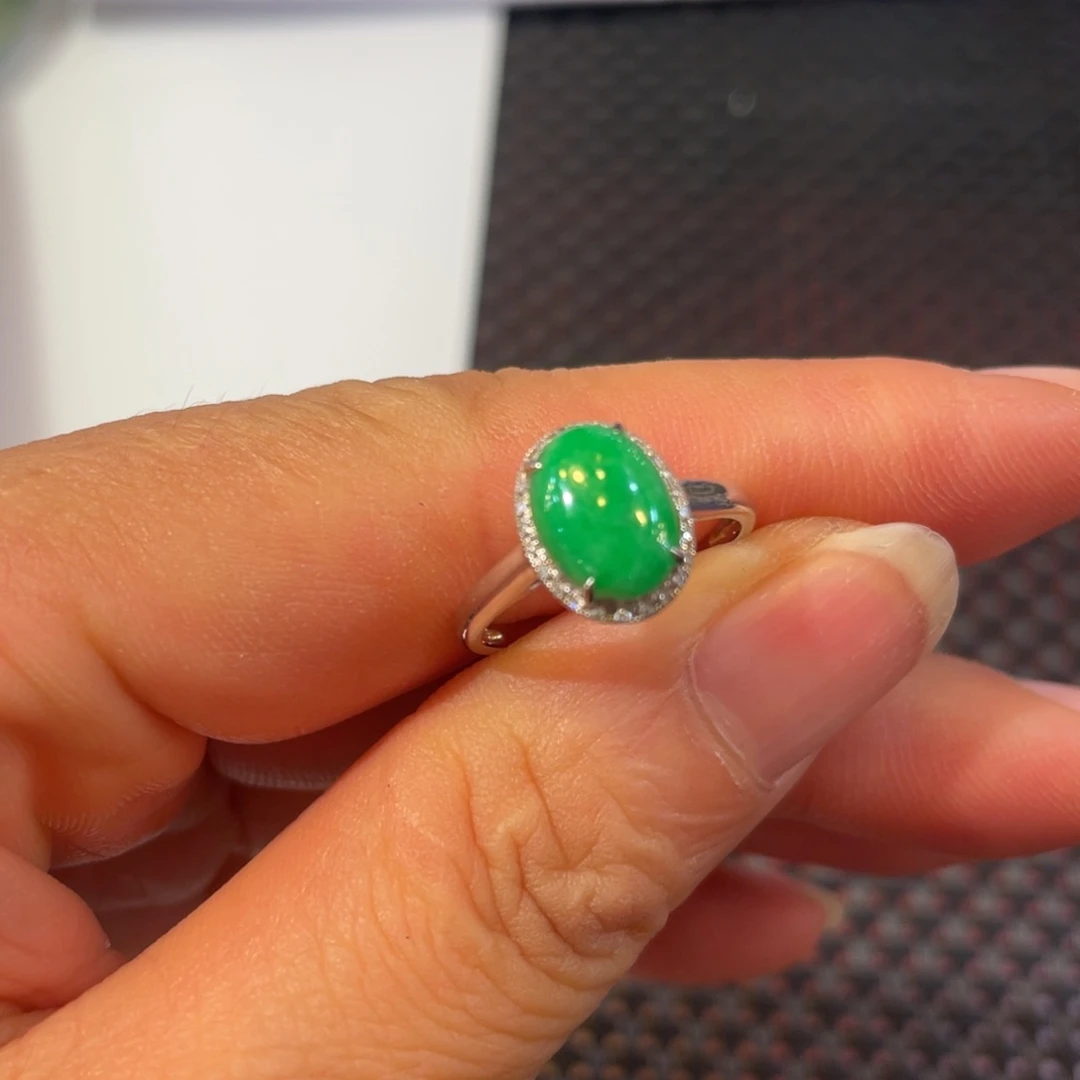 18K金镶嵌挂件翡翠天然翡翠