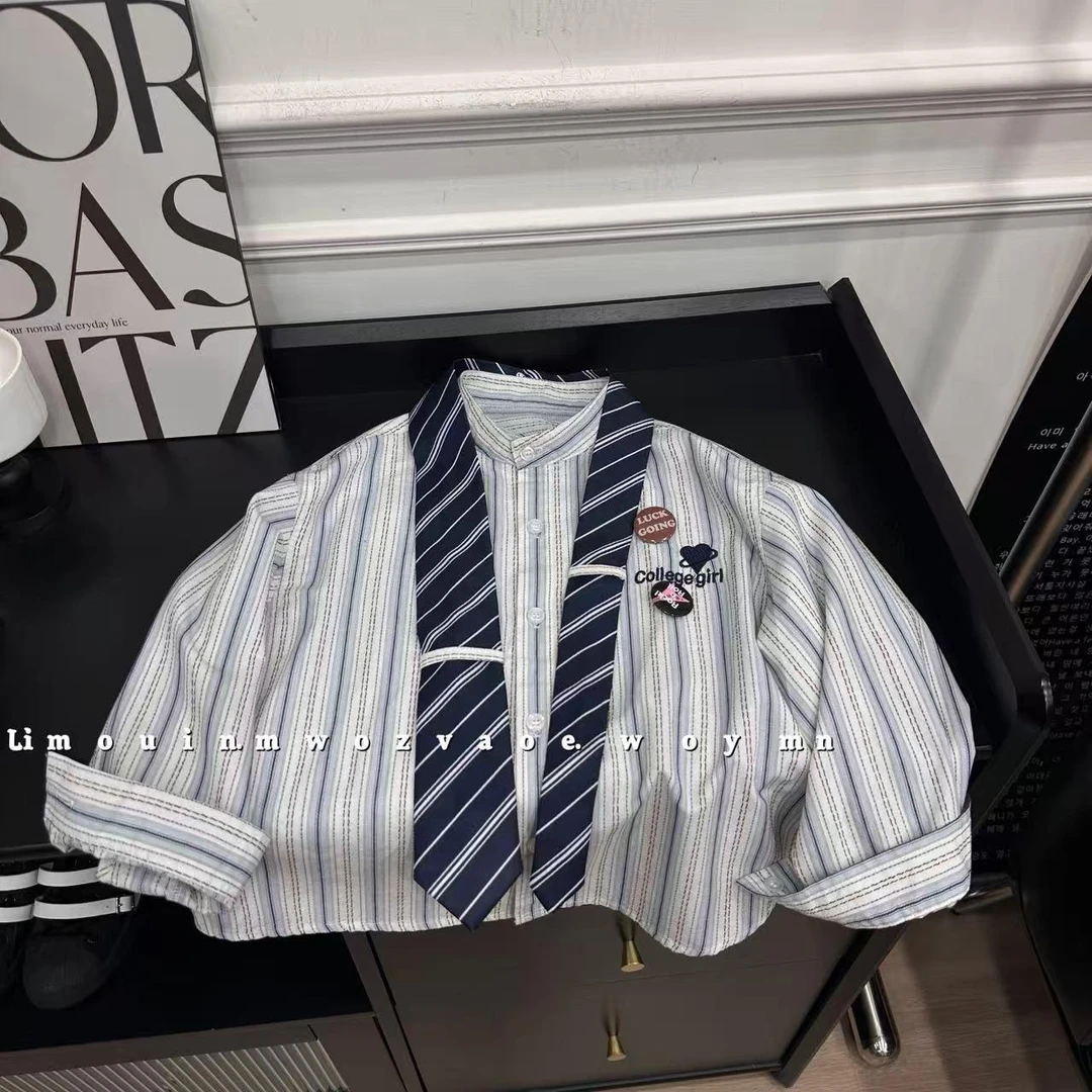 童装男童2025秋季新款儿童韩版时尚洋气中大童洋气韩版学院风衬衫