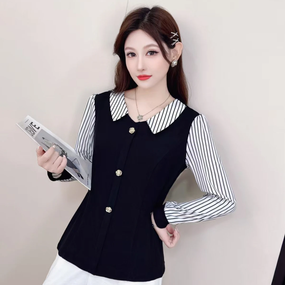 妈妈衬衫女长袖假两件上衣妈妈装2024新款百搭显瘦修身小衫洋气