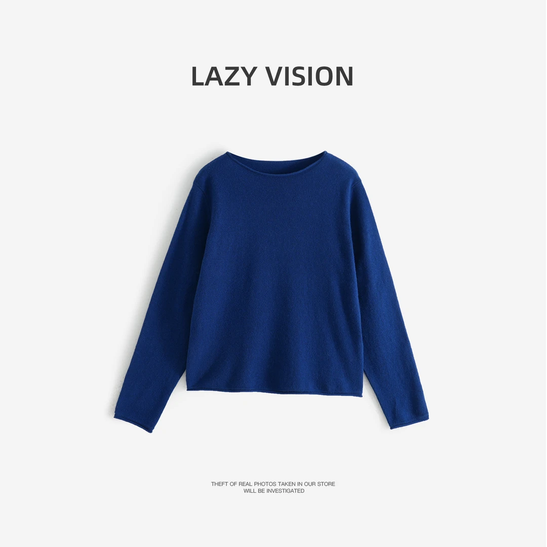 LAZYVISION/【绒宝宝】羊绒船领柔肤百搭针织毛衣ZMD-33776