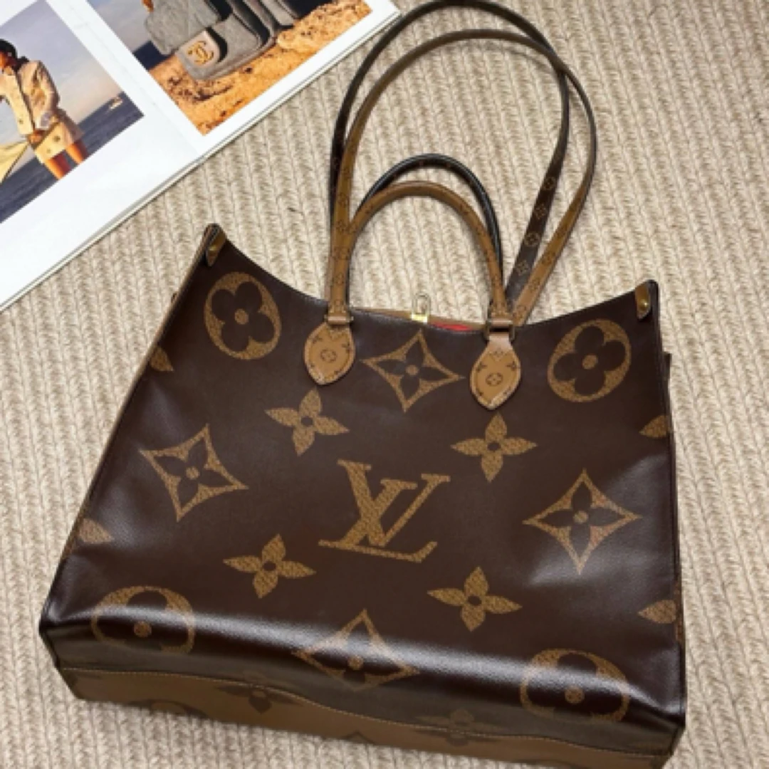 99新 LouisVuitton/路易威登 老花拼色Onthego托特包 大号