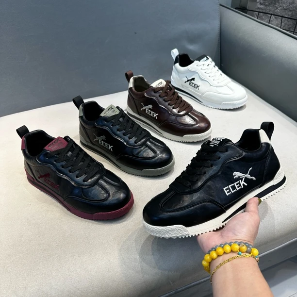 秋冬新款男士潮鞋油蜡皮系带防滑软底舒适时尚潮流休闲鞋