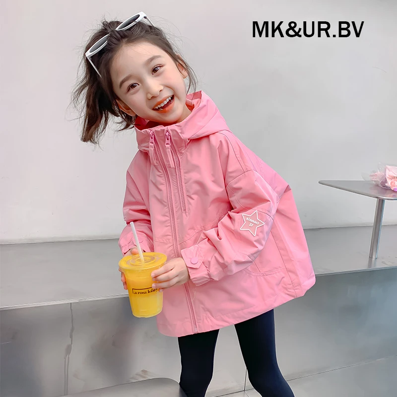 女童秋装外套2025新款洋气韩版秋款风衣儿童冲锋衣秋季