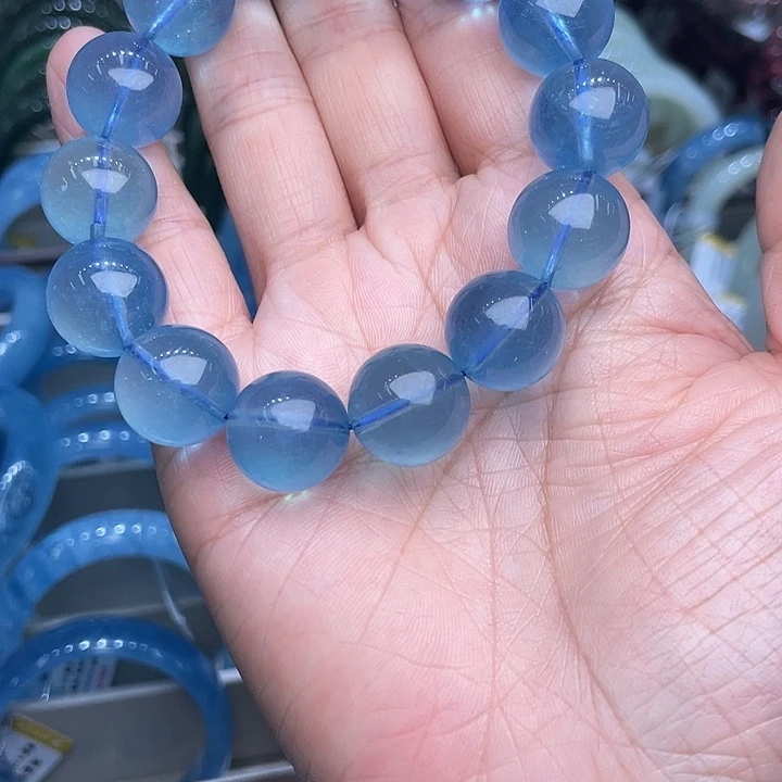玩***猛非金属硅胶海蓝串珠手连