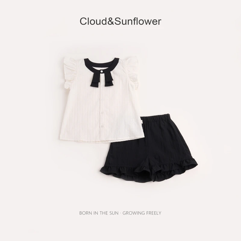 【云朵小葵】女童夏季时尚千金黑白套装小公主休闲两件套1113989