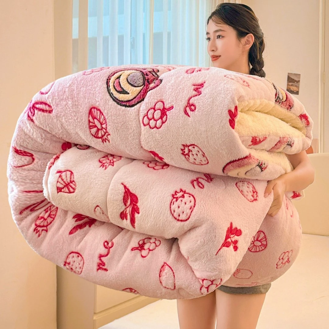 卡通双面绒欢乐小熊熊150*200冬被