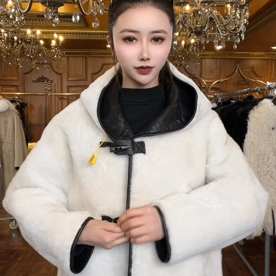 HERDERS 黑色/白色潮流时尚皮草外套冬季新款 40512