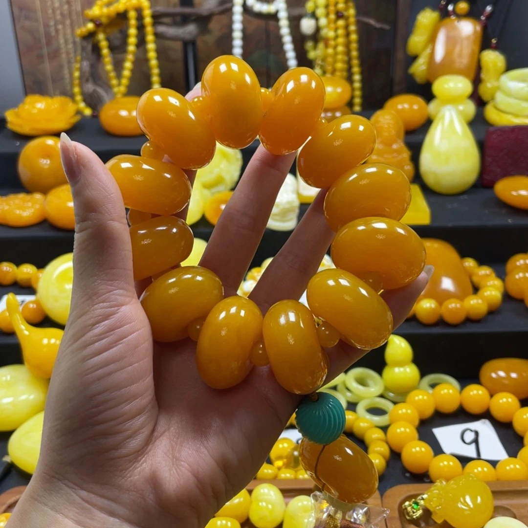 英***雄鸡油黄款平安扣手持一串