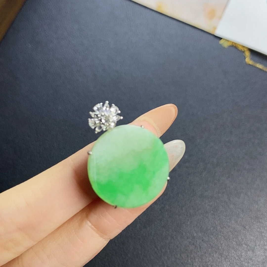 翡翠银S925镶嵌吊坠(不含链)
