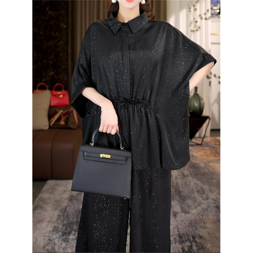 春款上新【月光】时尚洋气气质宽松上衣裤子显瘦大码套装-0681#