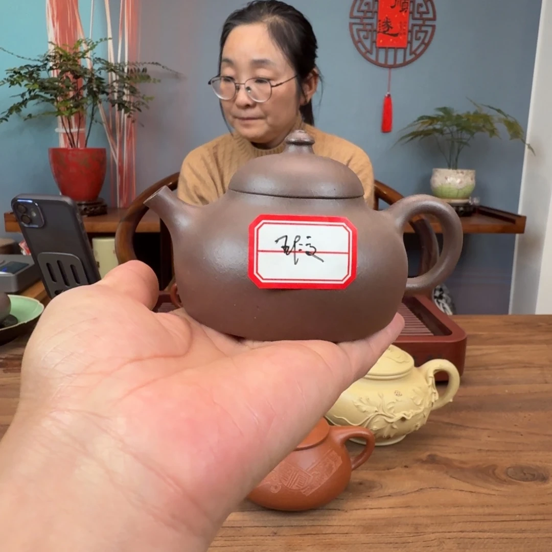 紫泥茶壶老天青朴圆