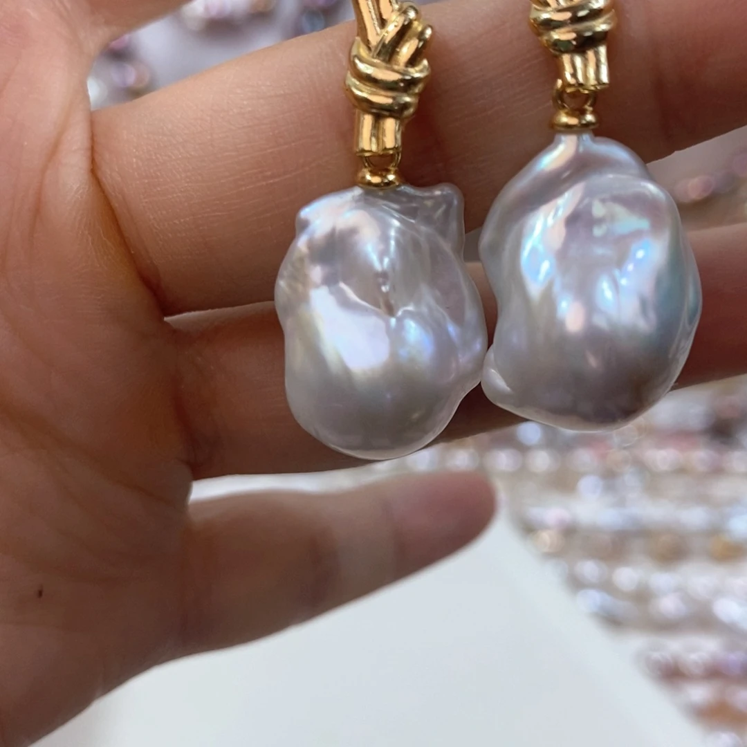 银S925镶嵌淡水珍珠耳饰