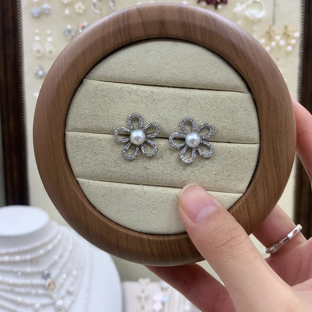 淡水珍珠耳饰银S925镶嵌