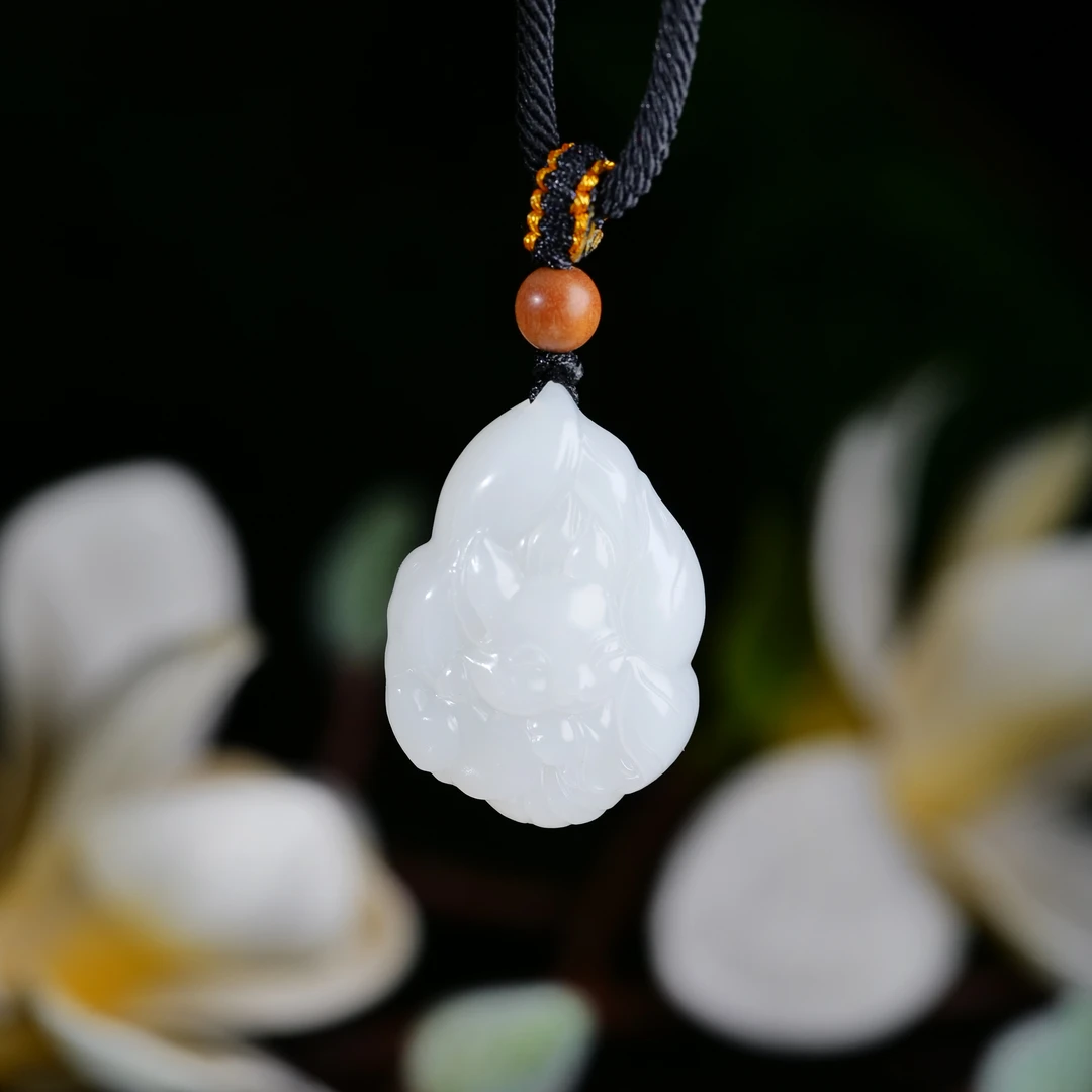 【石头序】和田玉白玉九尾狐吊坠 挂坠 多样性发一件