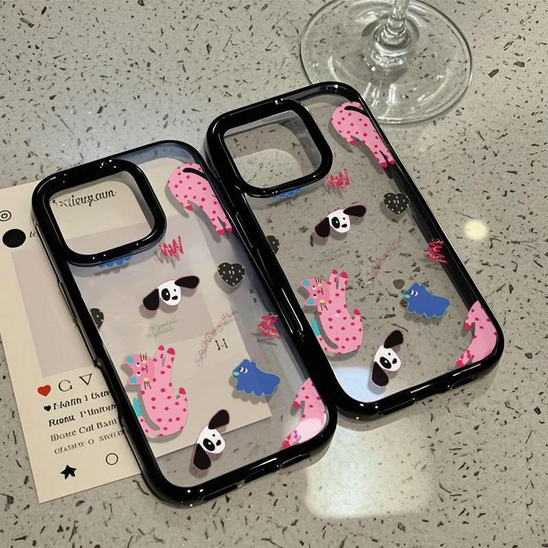 可爱猫狗适用苹果16手机壳iPhone14小众15创意13透明12promax