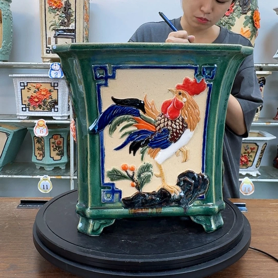 我***罗无花朵石湾盆350陶瓷