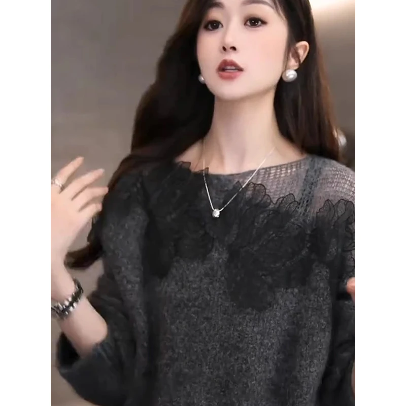 法式气质温柔减龄针织衫女2024秋冬新款宽松慵懒风毛衣长袖上衣