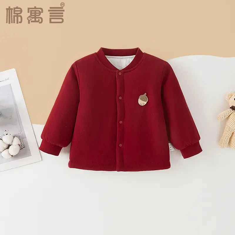秋冬季纯棉花婴儿夹棉棉袄加厚保暖棉服校服内胆外套宝宝加棉上衣