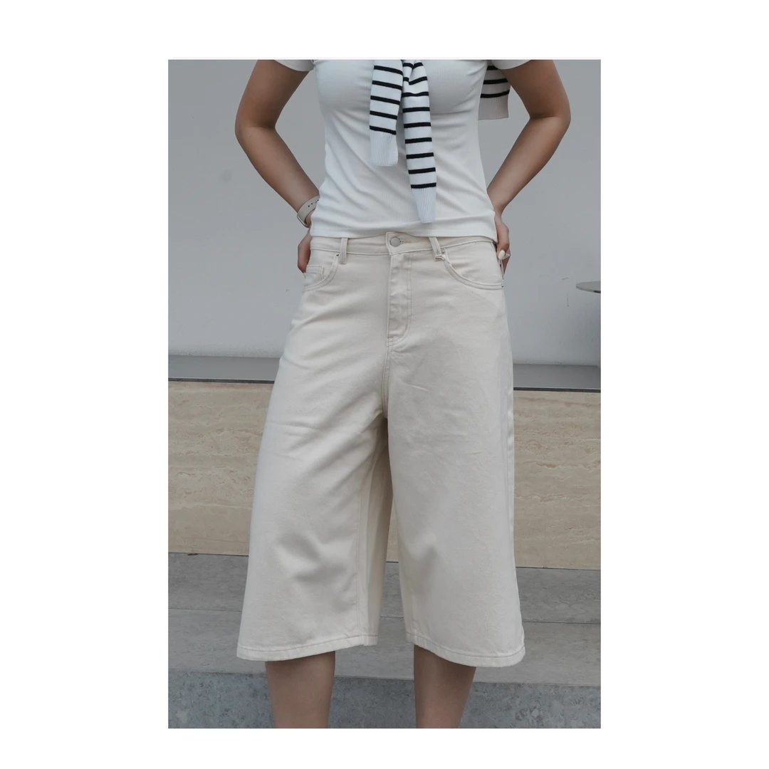 【木兰】水洗复古直筒显瘦七分牛仔裤女25春夏全棉美式裤子QTH30718