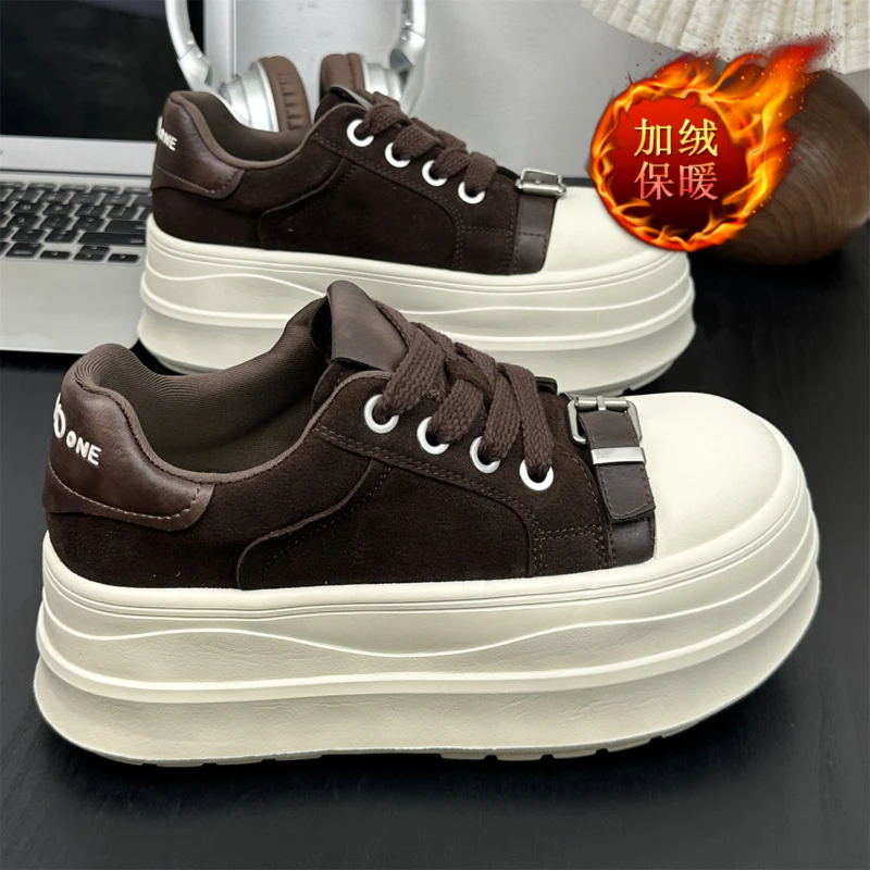 爆款磨砂小个子7cm厚底松糕轻便面包鞋女2025新款休闲百搭潮板鞋