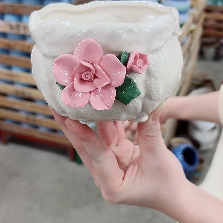 有孔.凑满10元发货多肉陶瓷花盆！