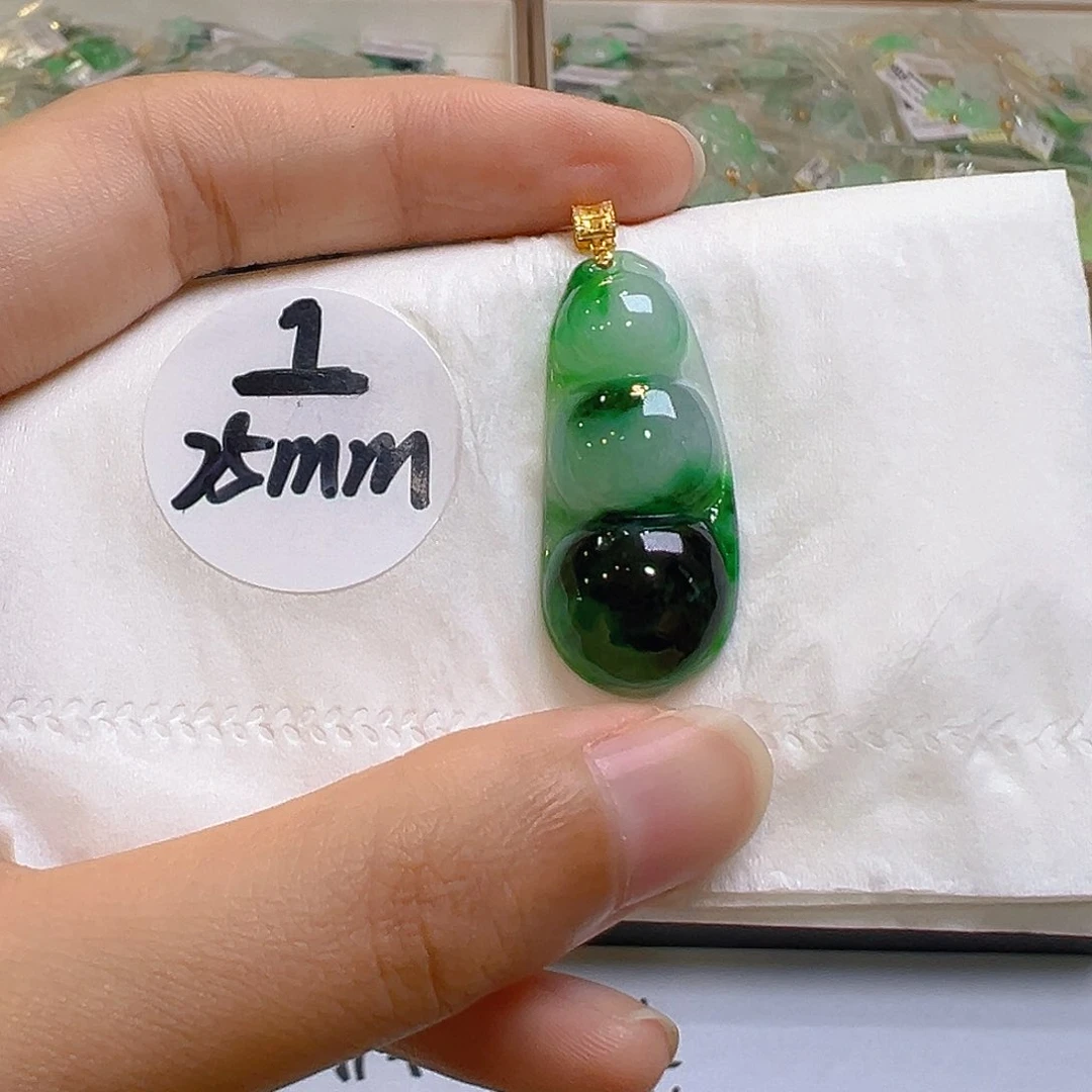 翡翠18K金镶嵌吊坠(不含链)翡翠