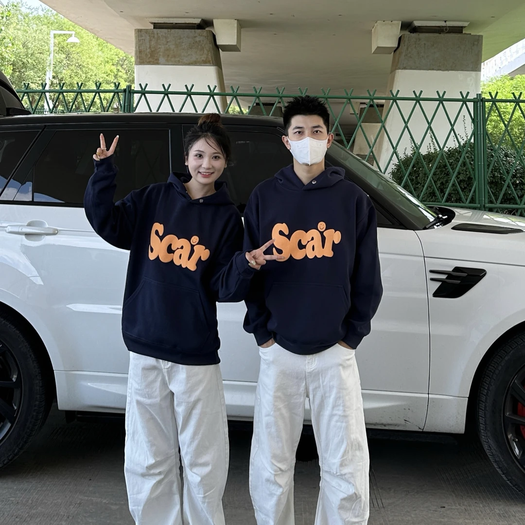 3KU夫妇秋季字母简约连帽卫衣休闲百搭男女情侣上衣宽松潮流3115