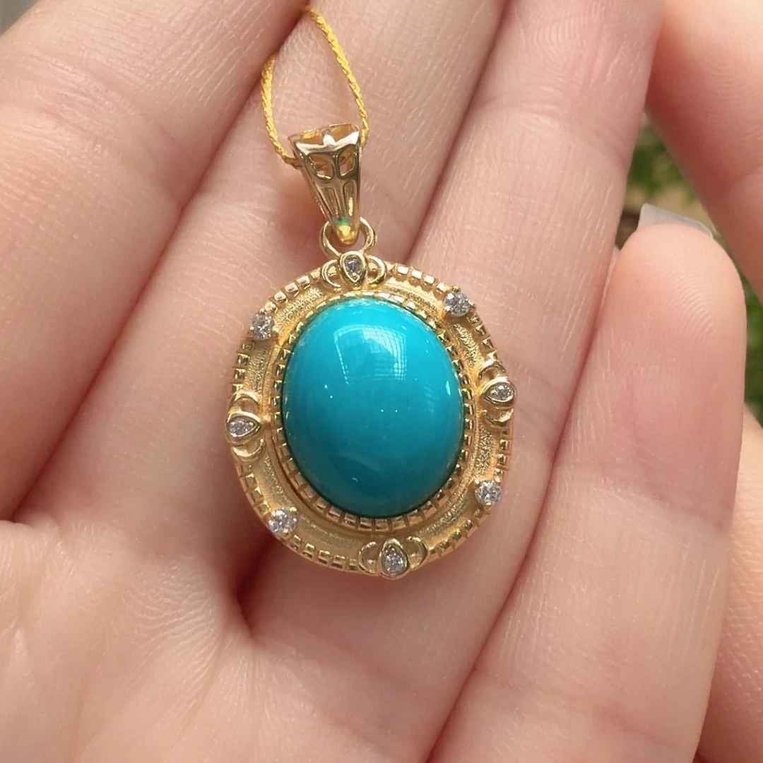 绿松石银S925镶嵌颈饰