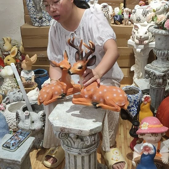 合成树脂树脂梅花鹿一对