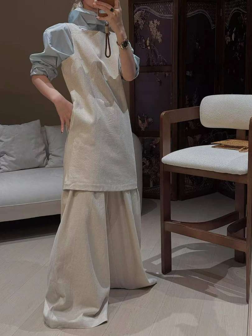 【喜一兮】极简风亚麻连衣裙宽松短款直筒a字裙5DA-S070