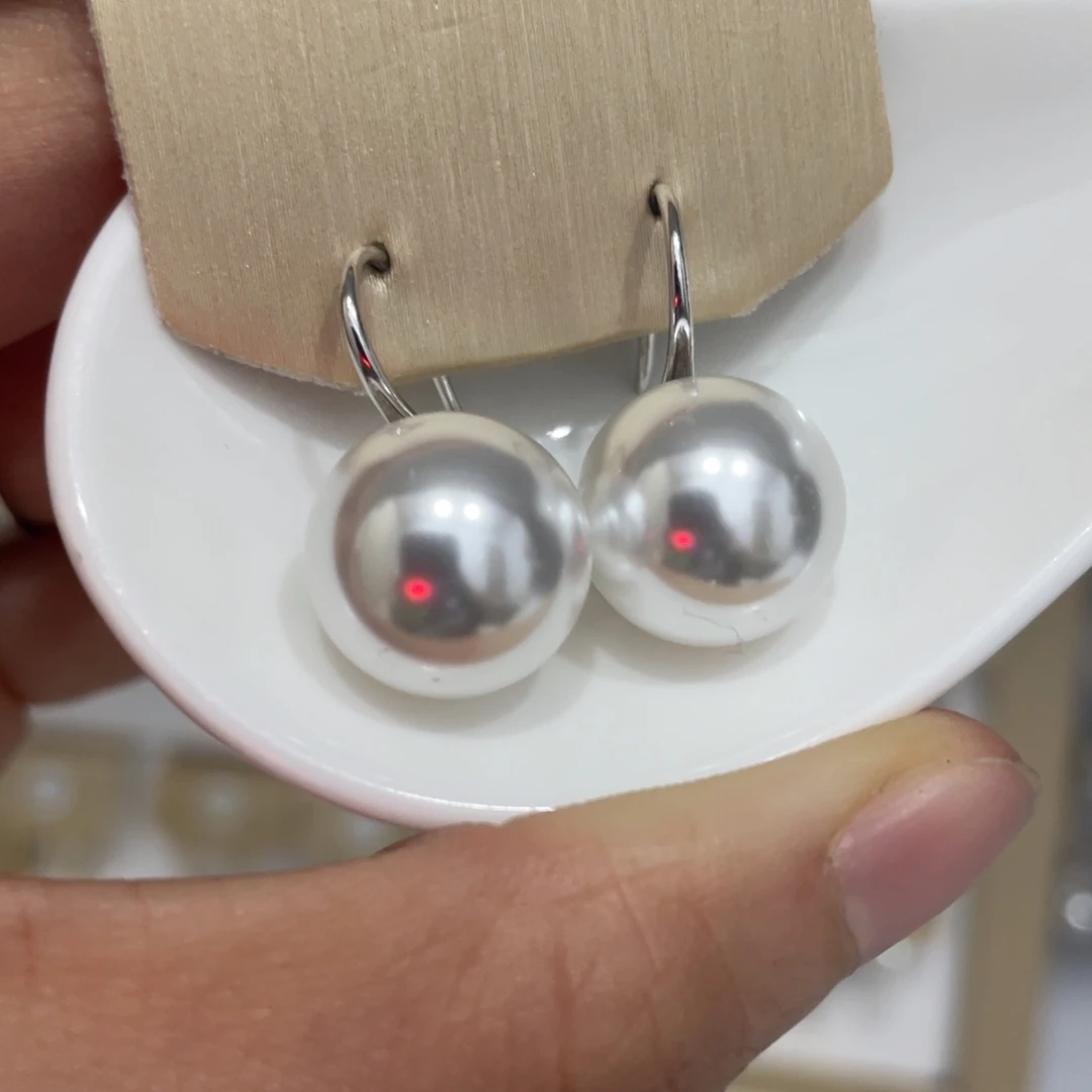 耳饰银S925镶嵌淡水珍珠
