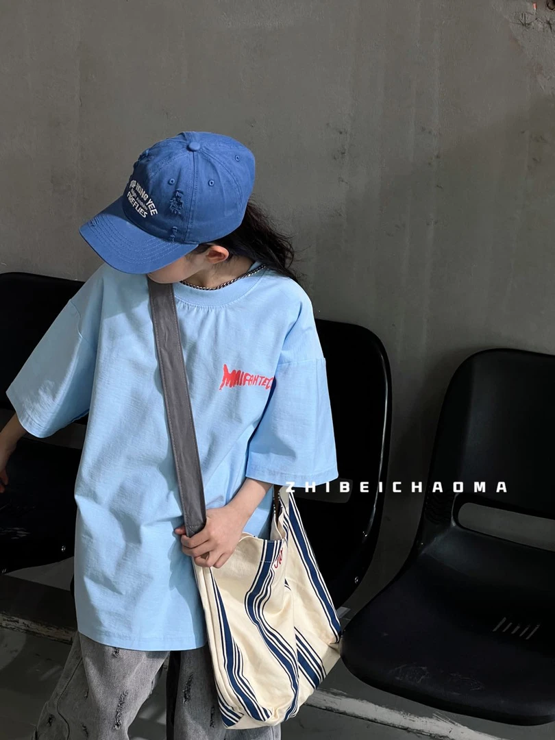 艾沐家潮牌亲子短袖T恤夏季印花宝宝百搭字母/数字/文字