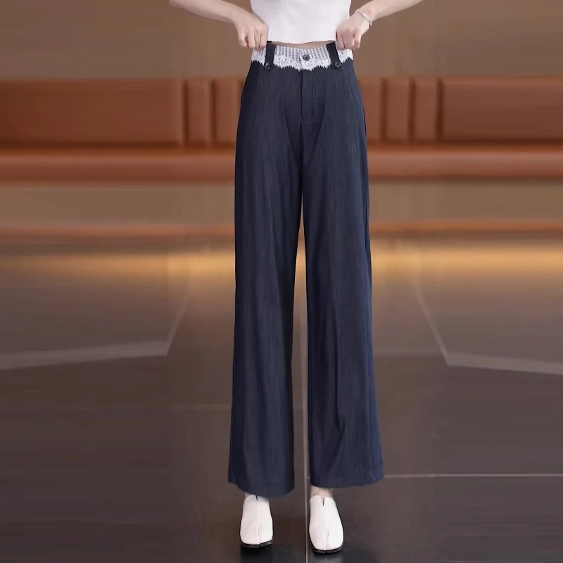 黑色阔腿裤女2025新款夏薄款休闲裤子高腰显瘦宽松直筒裤西裤长裤