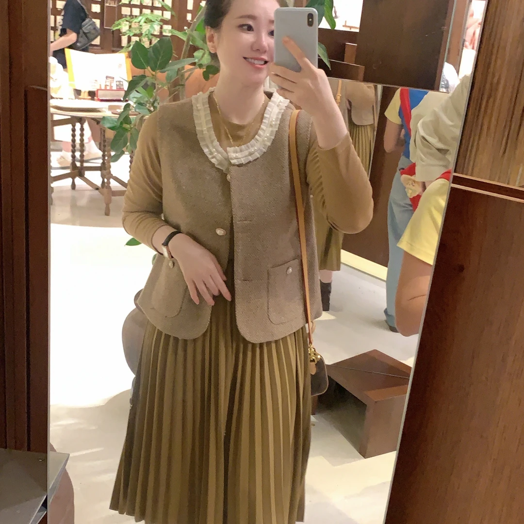 【富家千金】新款百搭女士连衣裙与马甲套装时尚穿搭大码