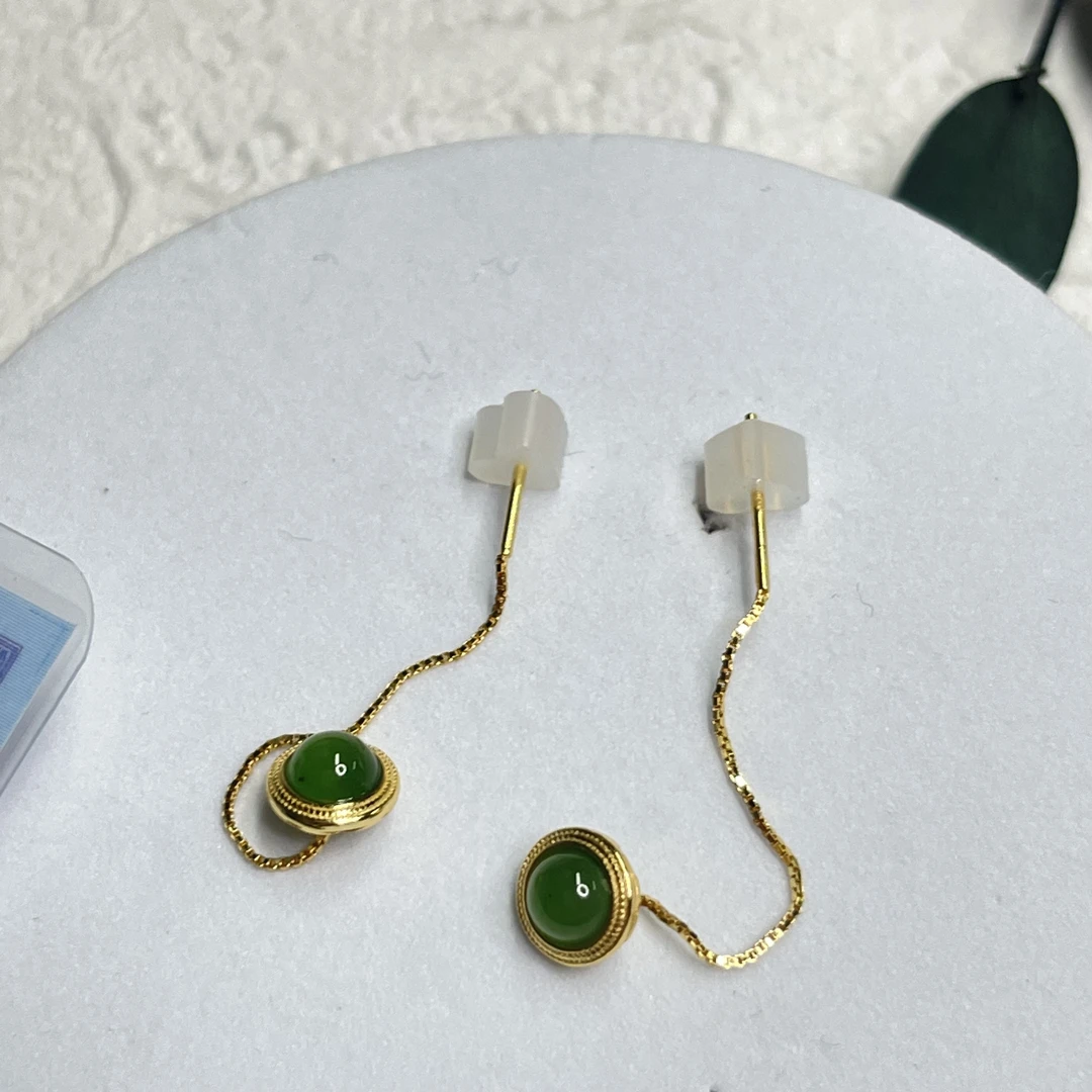 全新未使用  【六六中古】孤品简约s925和田玉耳线ap6561