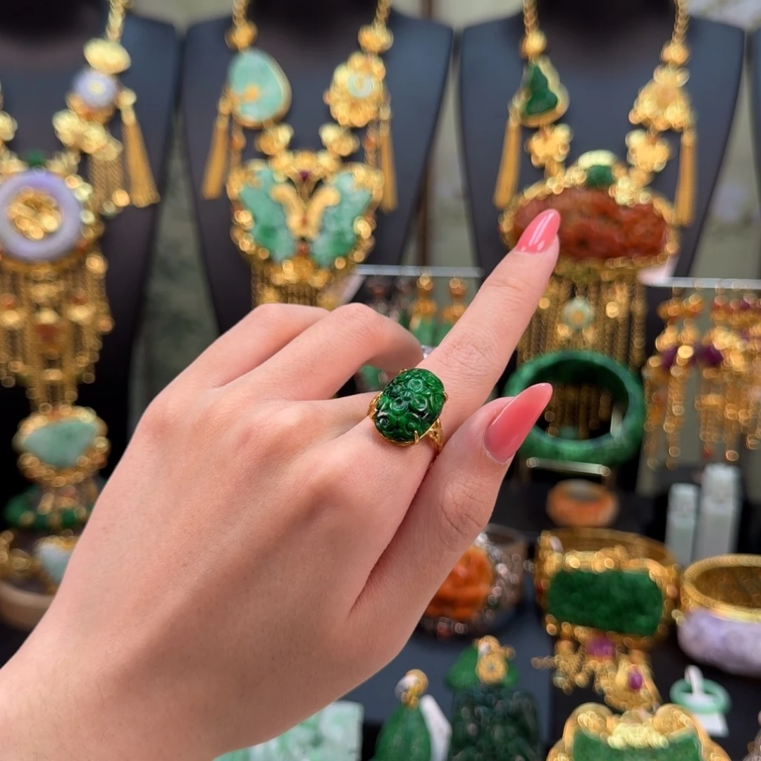 翡翠未镶嵌戒指福利花青戒指