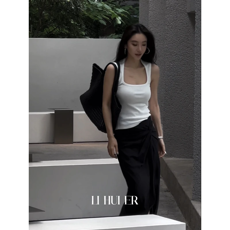 LiHuiEr李慧儿【川十里夏】2025显瘦高级气质设计女捏褶半身裙86155