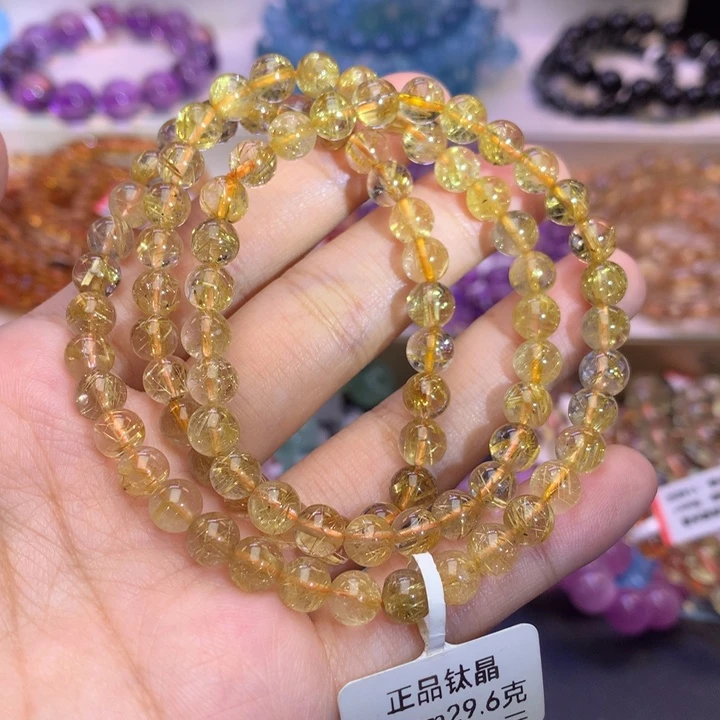 水晶未镶嵌手链金发钛晶6.3